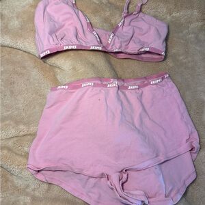 SKIMS Pink Women's Bra and Shorts Set